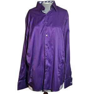 Domani Blue Label Purple Button Up Dress Shirt Size 32 /33